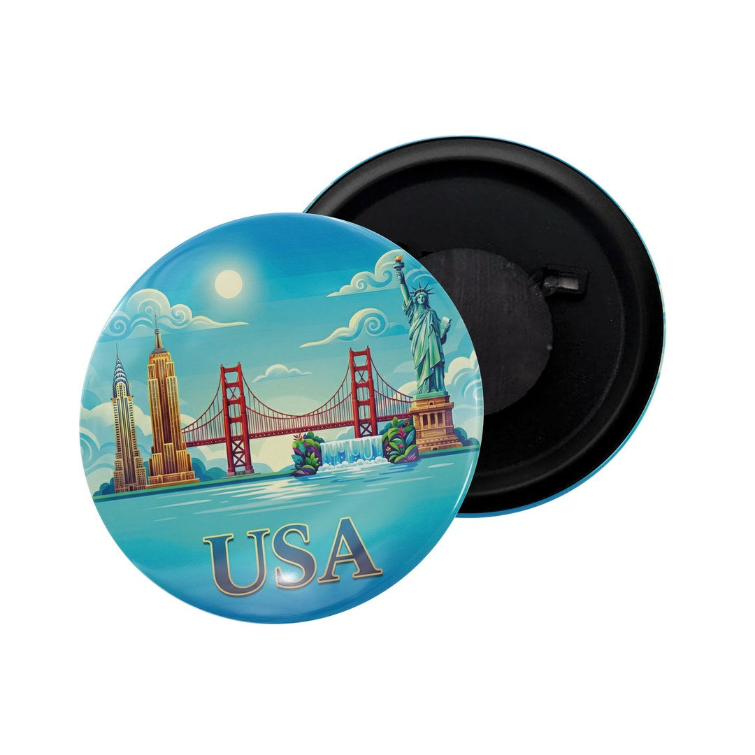 dhcrafts Fridge Magnet Blue Color USA Glossy Finish Design Pack of 1